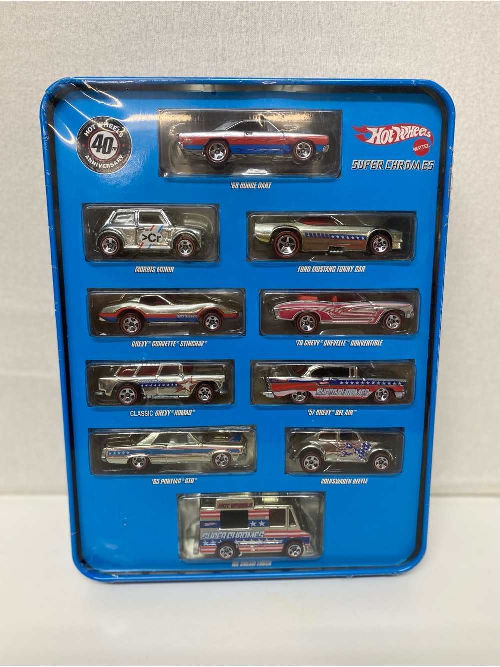 Hot Wheels Super Chromes 10-Car Set 40th Anniversary Car TIn Brand New Sealed